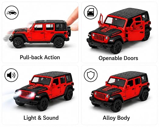 1:32 Die-Cast Jeep Wrangler Rubicon SUV Toy Model with Light & Sound