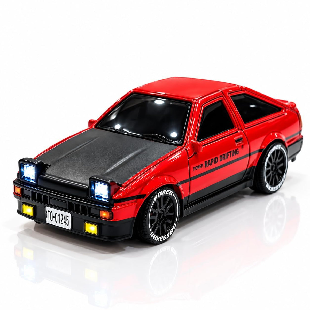 Mini RC Alloy Drift Car, 1:64 Scale Remote Control Toy Car with 2.4GHz Wireless Controller, 4-Wheel Drive, LED Headlights, Speed & Cruise Control | Assorted Colour Toyota (Red & White)