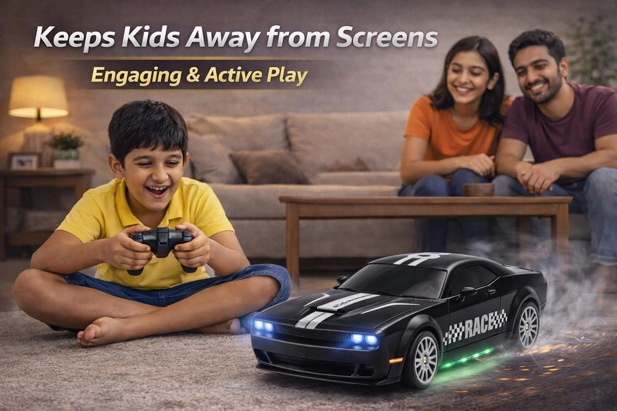 360° Remote Control Stunt Car for Kids | 1:24 RC Racing Drift Car with LED Lights, 2.4GHz Controller, Rechargeable Battery, Long Range 160ft | Gift Toy for Boys & Girls (Black)