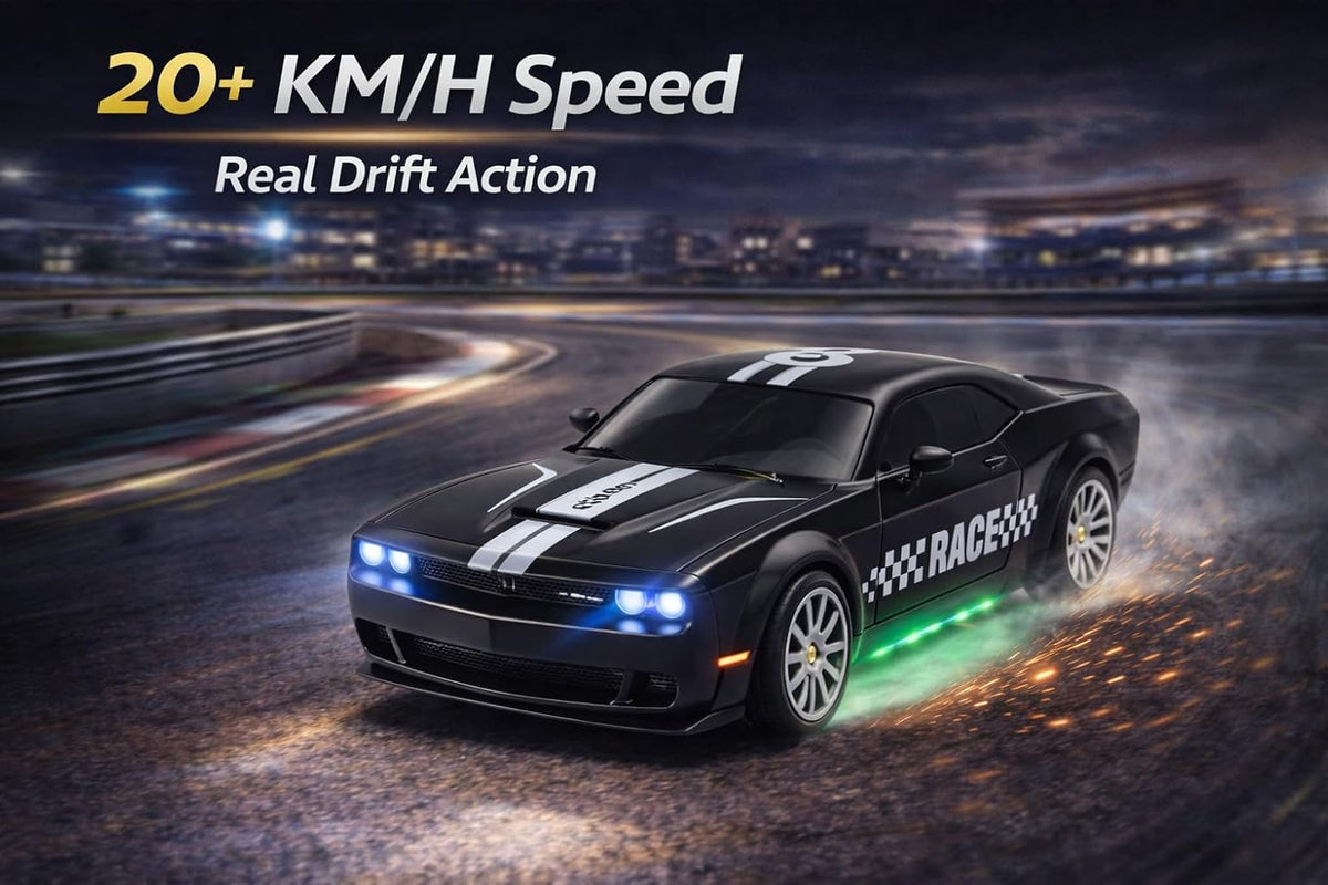 360° Remote Control Stunt Car for Kids | 1:24 RC Racing Drift Car with LED Lights, 2.4GHz Controller, Rechargeable Battery, Long Range 160ft | Gift Toy for Boys & Girls (Black)